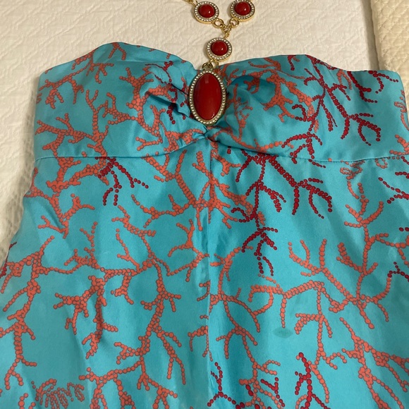 Lilly Pulitzer Rare vintage coral crazy silk dressy necklace dress sz 2 pretty - Picture 4 of 9